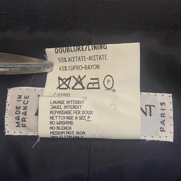 Vintage YSL Yves Saint Laurent Textured Raw Silk Midi Skirt Blue FR 42 US 8 READ - Picture 5 of 9